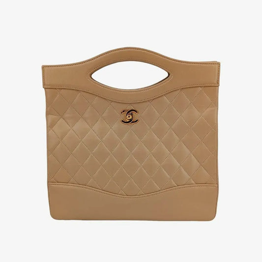 js720-chanel-vintage-begie-lambskin-quilted-31-tote-bag