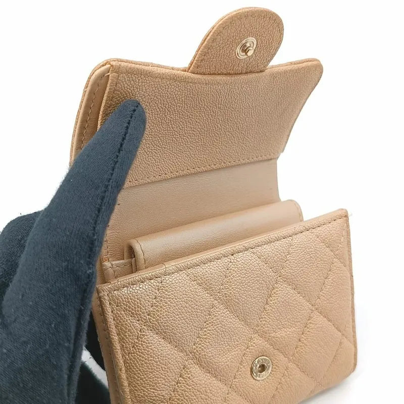 js690-chanel-beige-caviar-leather-classic-small-flap-wallet