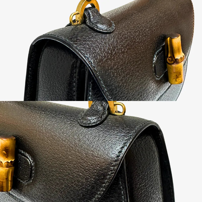 jw392-gucci-vintage-black-pigskin-leather-bamboo-shoulder-bag