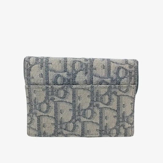 jt431-christian-dior-gray-oblique-jacquard-saddle-flap-card-holder