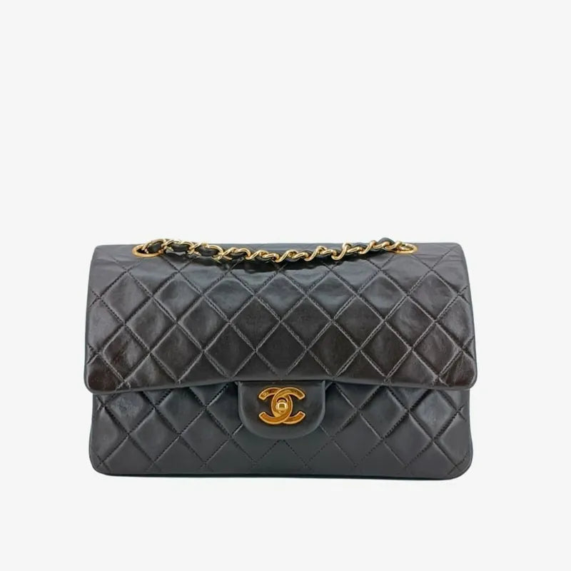 jt575-chanel-vintage-brown-lambskin-25cm-classic-flap-bag