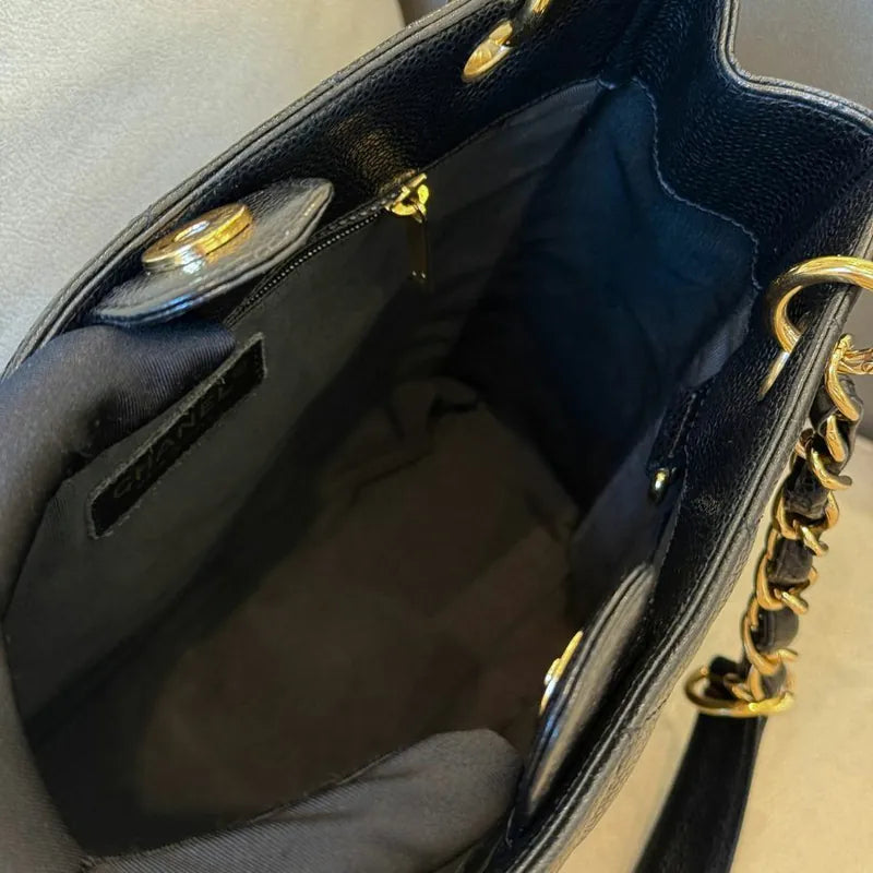 jw388-chanel-vintage-black-caviar-leather-embossed-logo-pst-tote-bag