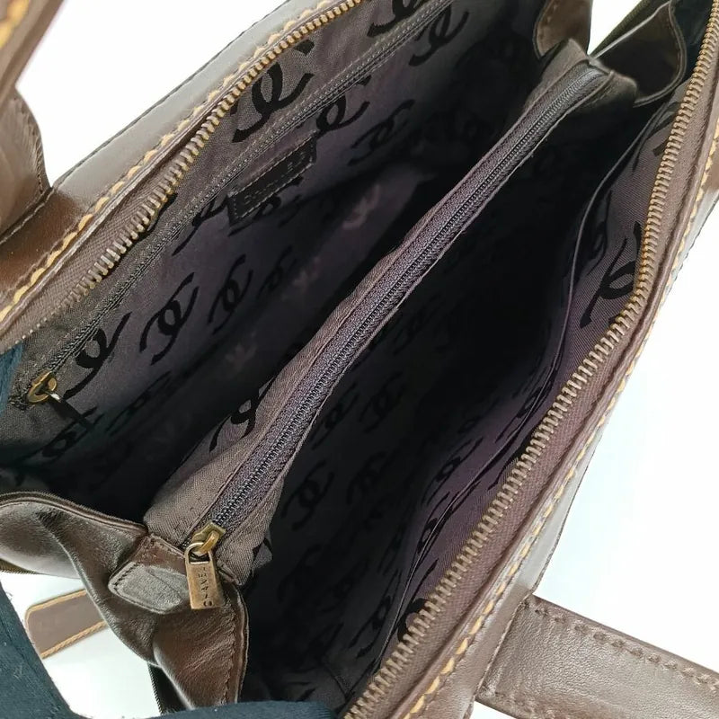 jt583-chanel-vintage-brown-calfskin-wild-stitch-handbag