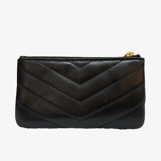 C612 - YSL Black Leather Zipped Coin Purse