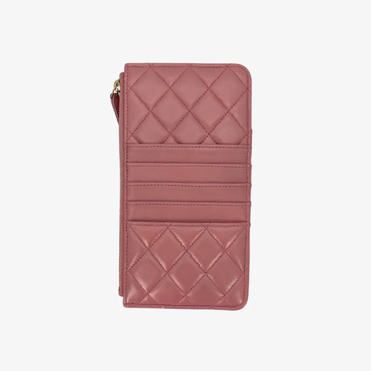 C608 - CHANEL Leboy Pink Calfskin Long Wallet Phone Holder