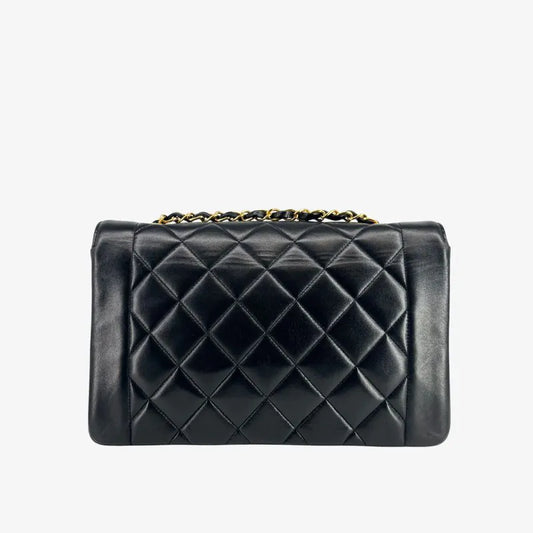 RG234 - CHANEL Vintage Black Lambskin 25cm Diana Flap Bag