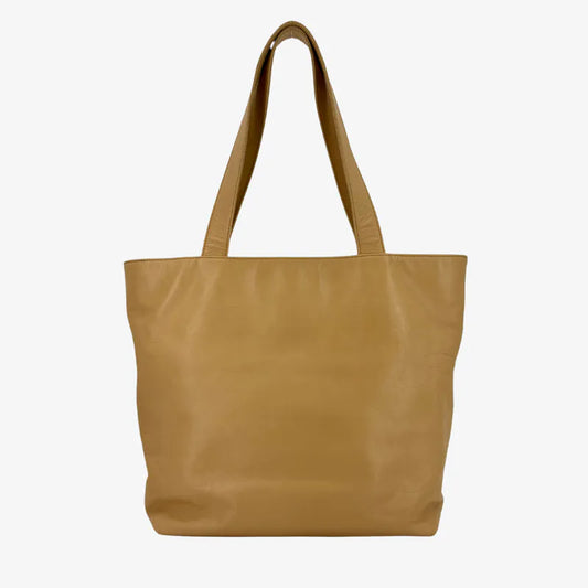 JY840 - CHANEL Vintage Beige Lambskin CC Embossed Tote Bag