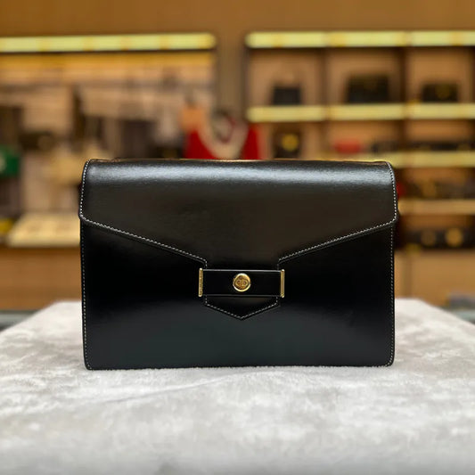 jw677-christian-dior-vintage-black-leather-2-ways-clutch-shoulder-bag
