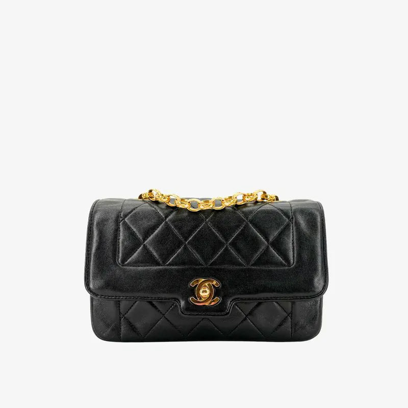 c575-chanel-vintage-black-lambskin-gold-chain-flap-bag
