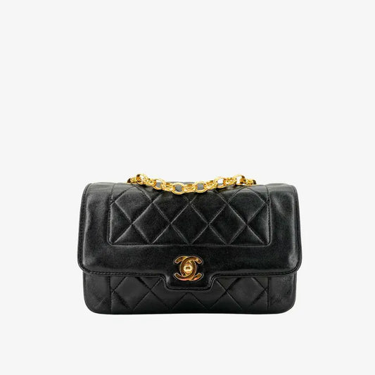 c575-chanel-vintage-black-lambskin-gold-chain-flap-bag