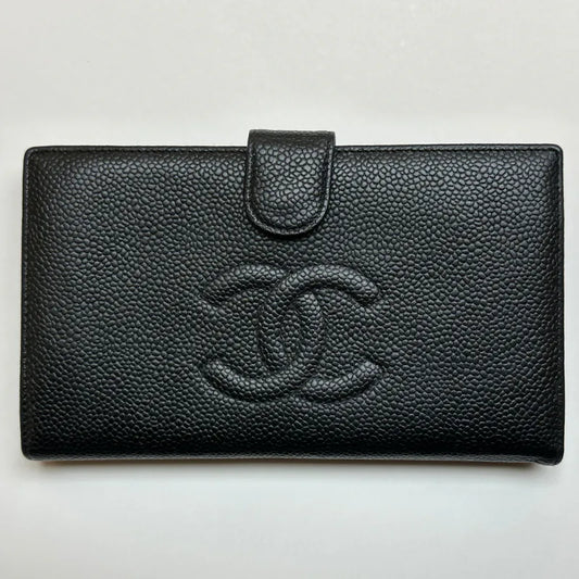 jw334-chanel-vintage-black-caviar-leather-long-wallet