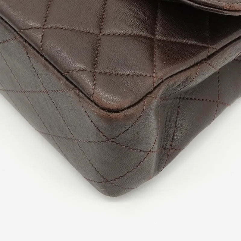 c142-chanel-vintage-brown-lambskin-qulited-handle-bag-set