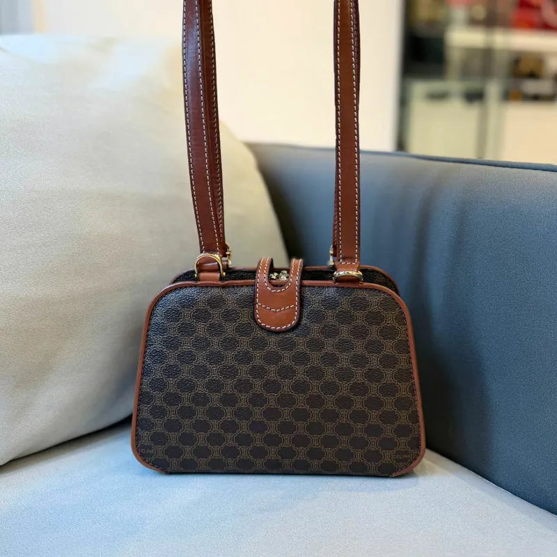 rb044-celine-vintage-brown-pvc-macadam-pattern-shoulder-bag