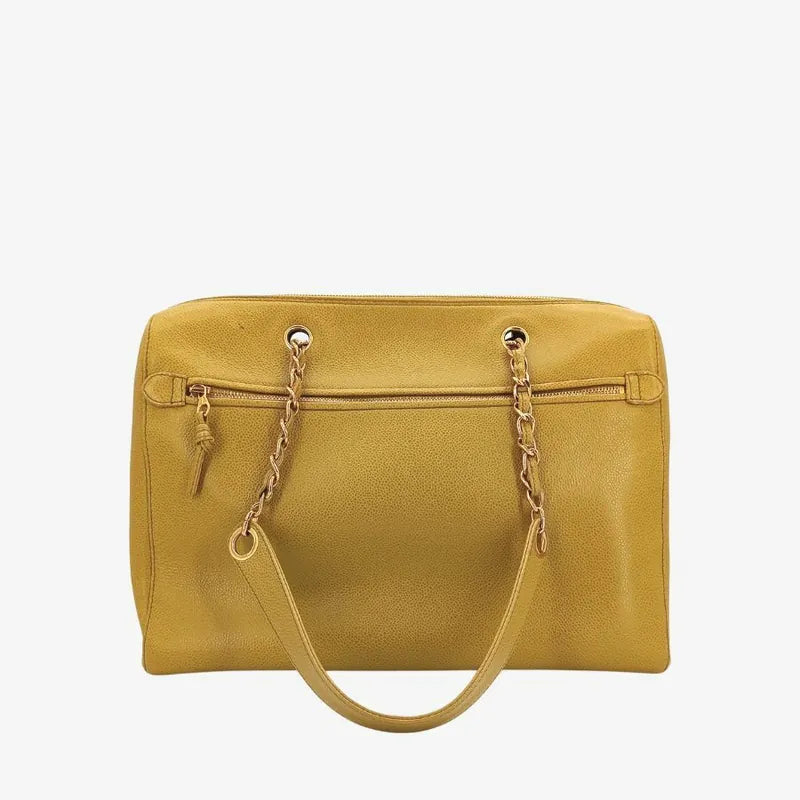 js337-chanel-vintage-yellow-caviar-leather-embossed-logo-tote-bag
