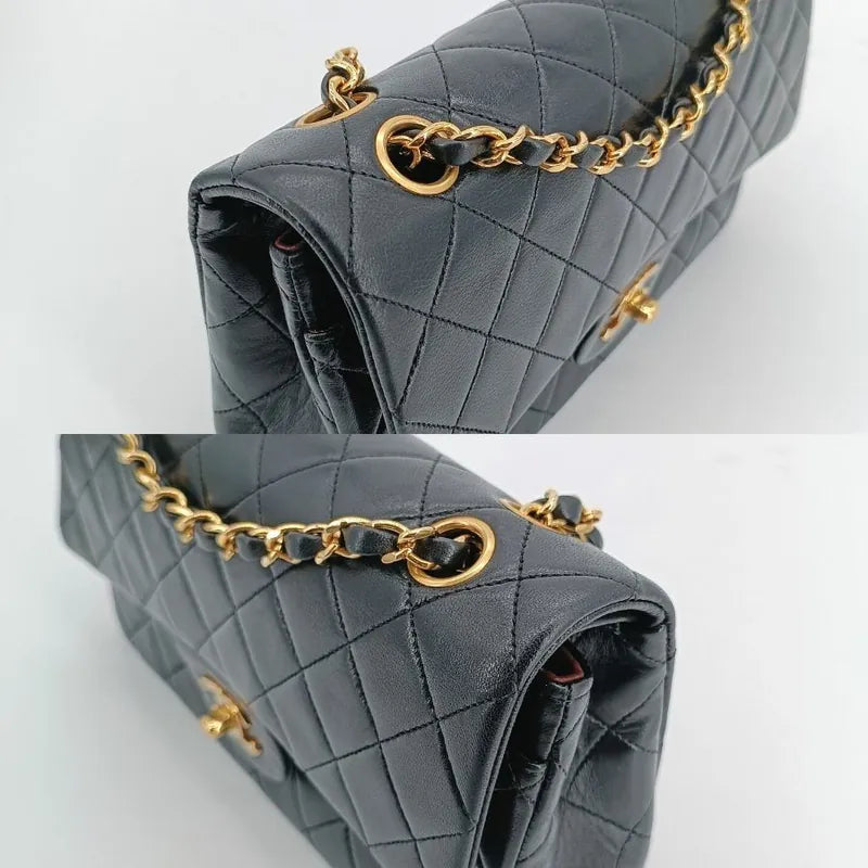 js976-chanel-vintage-black-lambskin-23cm-classic-flap-bag