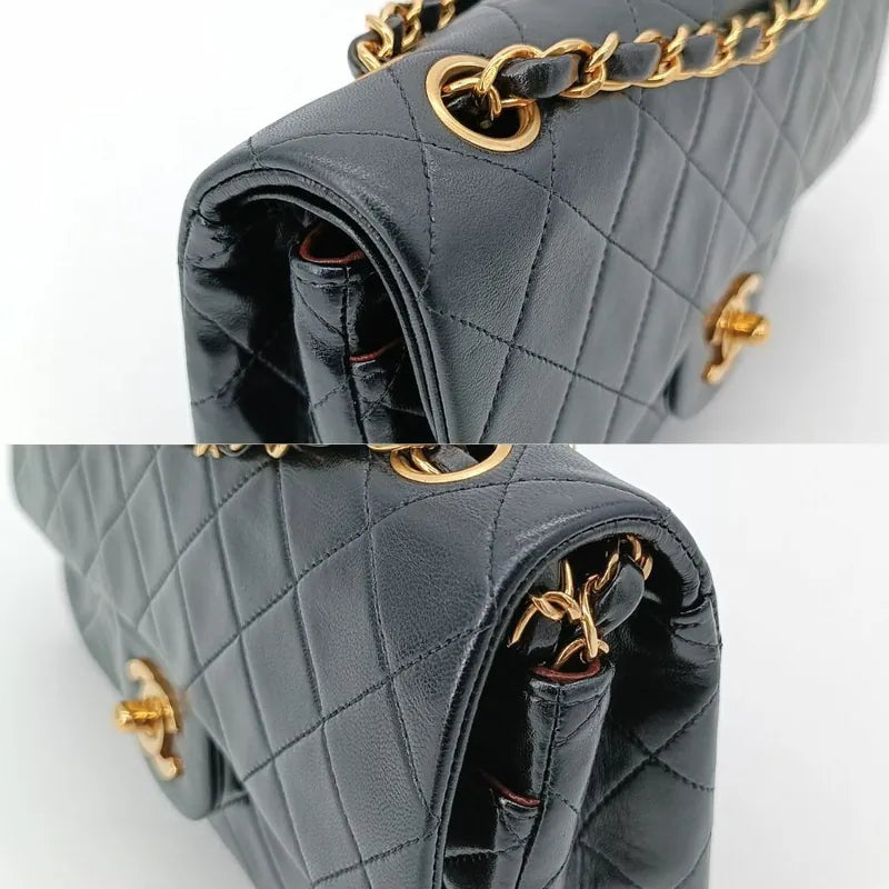 js620-chanel-vintage-black-lambskin-23cm-classic-flap-bag