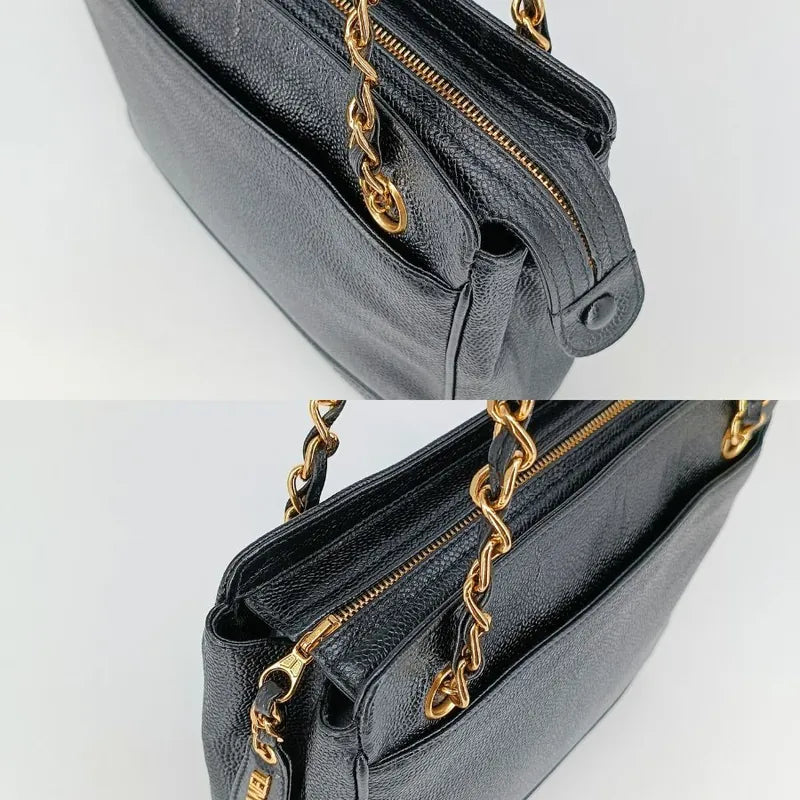 jt425-chanel-vintage-black-caviar-leather-6cc-embossed-logo-tote-bag