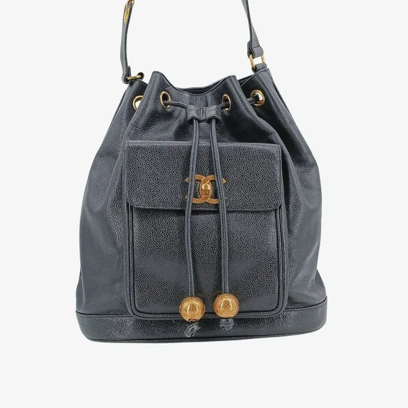 ra522-chanel-vintage-black-caviar-leather-gold-ball-bucket-bag