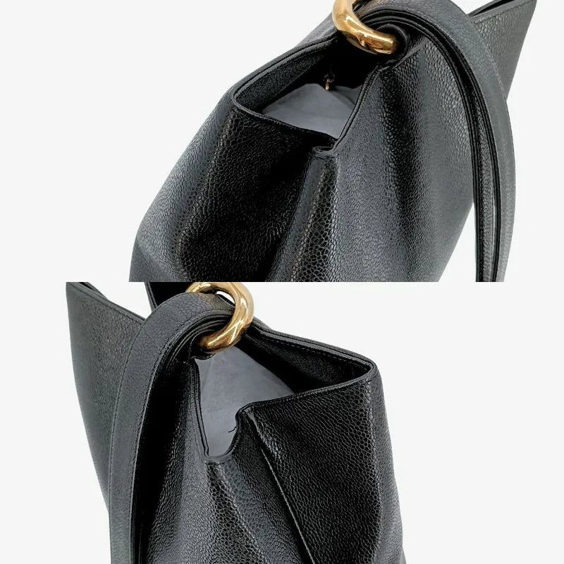 jt424-chanel-vintage-black-caviar-leather-hexagon-gold-logo-shoulder-bag