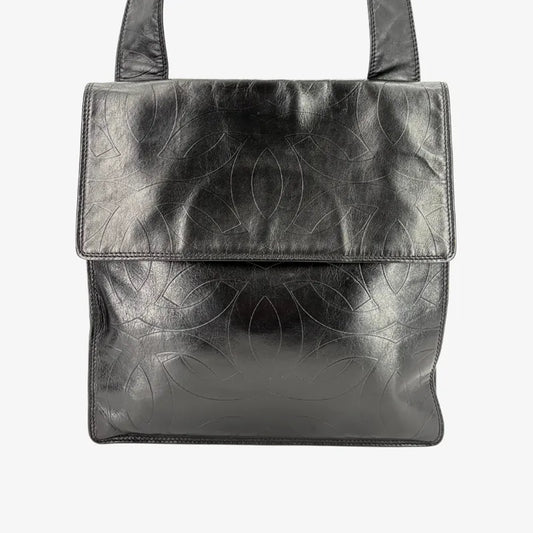 JY963 - CHANEL Vintage Black Lambskin CC Pattern Flap Bag