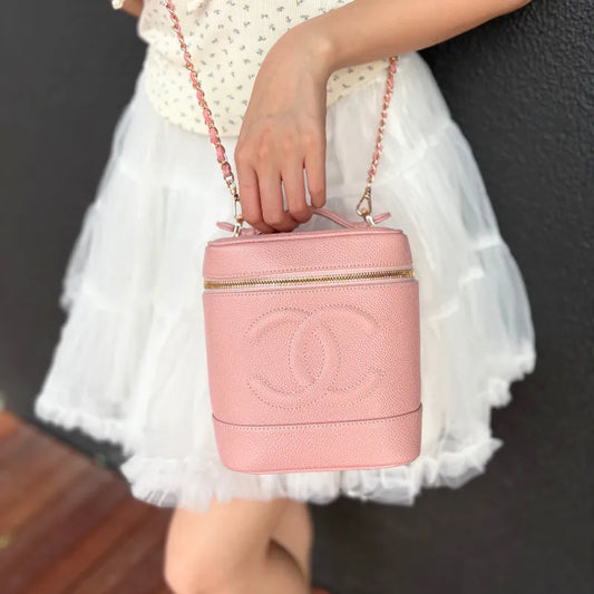 RC859 - CHANEL Vintage Pink Caviar Leather Cosmetic Bag