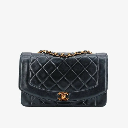 jt566-chanel-vintage-black-lambskin-25cm-diana-flap-bag