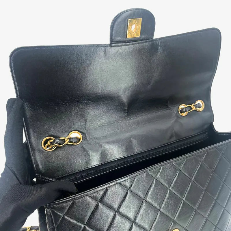 jah194-chanel-vintage-black-lambskin-jumbo-classic-flap-bag