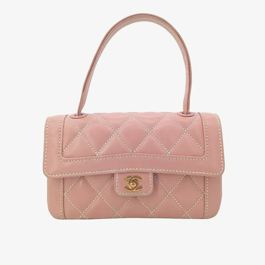 js496-chanel-vintage-pink-calfskin-wild-stitch-handbag