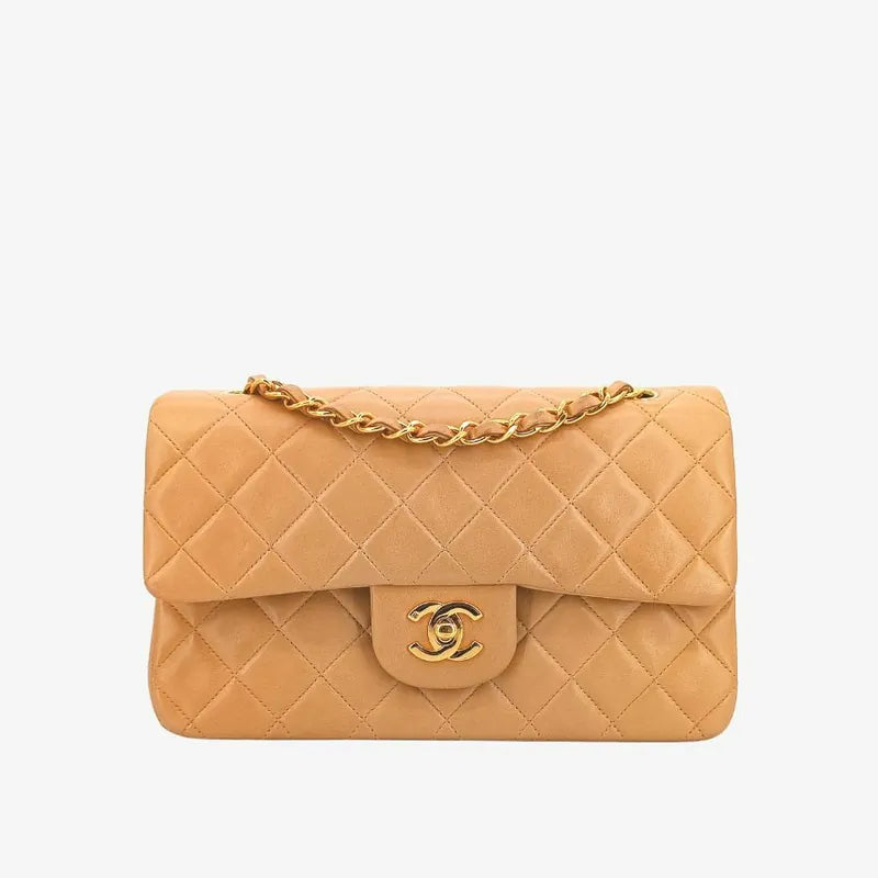 js455-chanel-vintage-beige-lambskin-23cm-classic-flap-bag