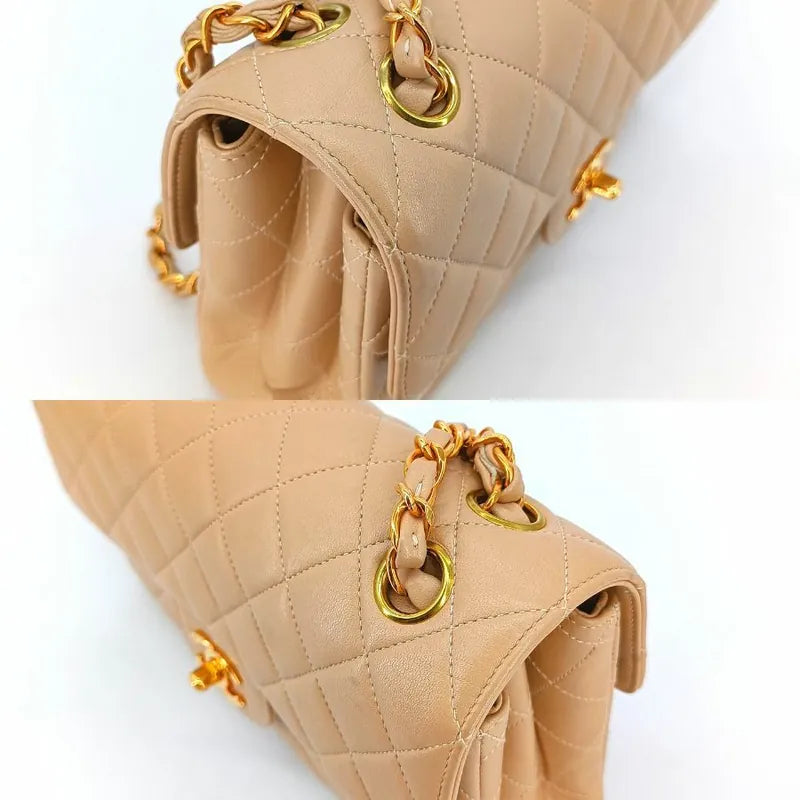 c343-chanel-vintage-beige-lambskin-23cm-double-side-flap-bag