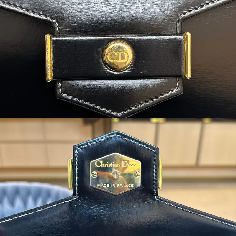 jw677-christian-dior-vintage-black-leather-2-ways-clutch-shoulder-bag