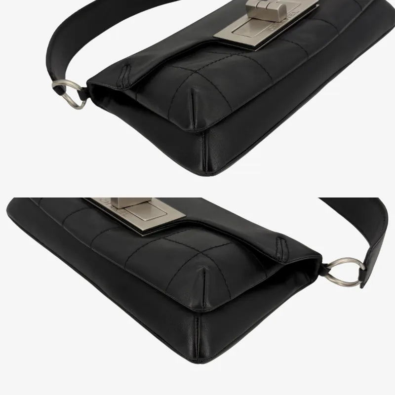 JY558 - CHANEL Vintage Black Calfskin 2.55 Handbag - Lovintage