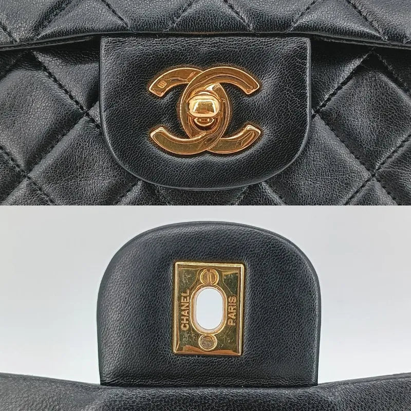 jt686-chanel-vintage-black-lambskin-23cm-classic-flap-bag