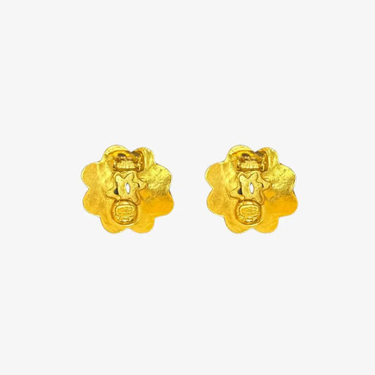 RC438 - CHANEL Vintage Gold Plated Camellia Clip-On Earrings