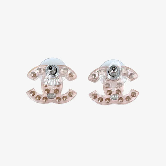 RE653 - CHANEL Vintage CC Logo Transparent Acrylic Crystal Earrings