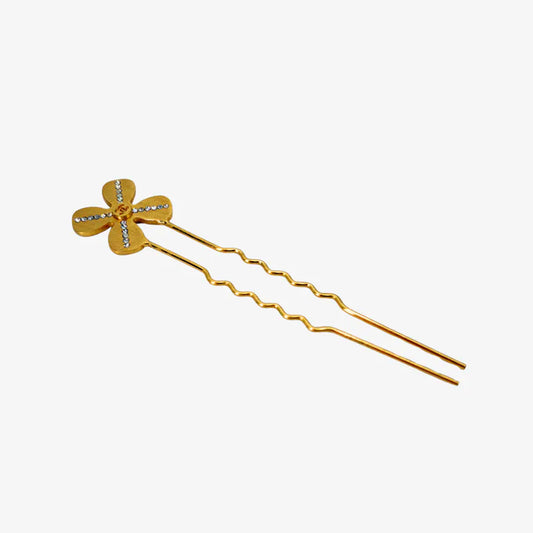 RC816 - CHANEL Gold Plated Trefle Hairpin