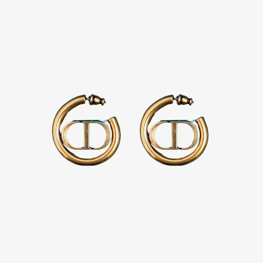 RE110 - CHRISTIAN DIOR Vintage Gold Plated Montaigne Earrings