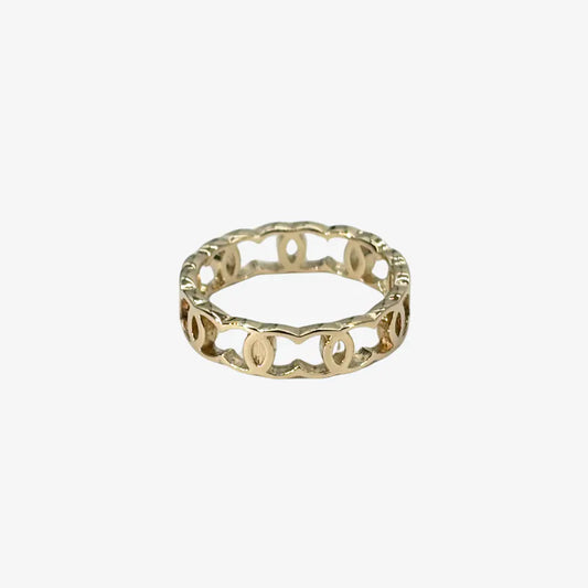 RE705 - CHANEL Gold Plated Repeating CC Logo Ring