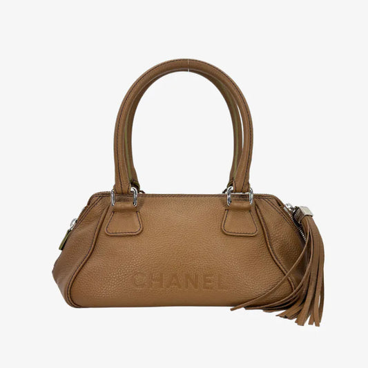 RB529 - CHANEL Vintage Brown Caviar Leather Handbag