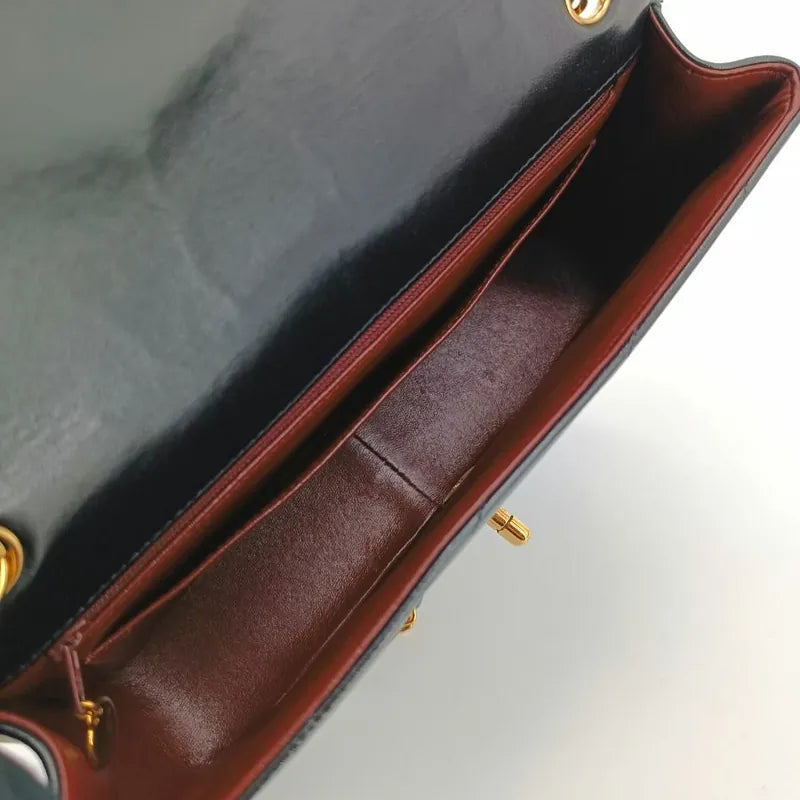 js673-chanel-vintage-black-lambskin-cross-stripe-flap-bag