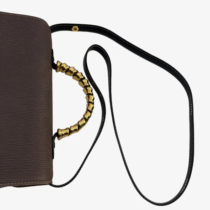 jah210-loewe-vintage-black-brown-gold-suede-caviar-leather-shoulder-bag-handbag