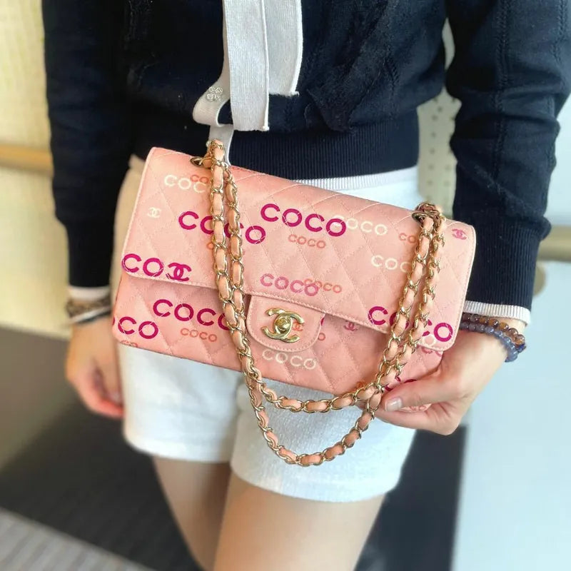 sh012-chanel-vintage-pink-canvas-coco-print-flap-bag