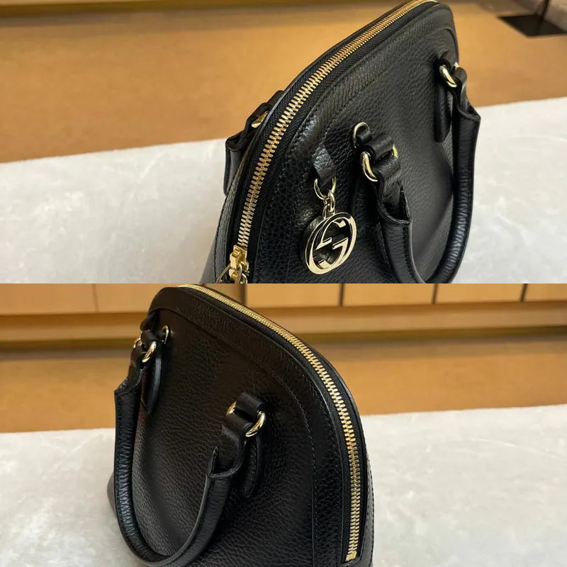 jw726-gucci-dome-black-leather-handbag