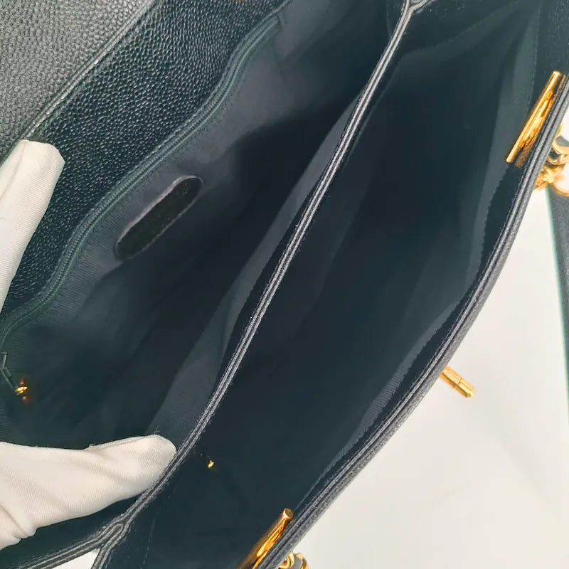 js543-chanel-vintage-black-caviar-leather-tote-bag