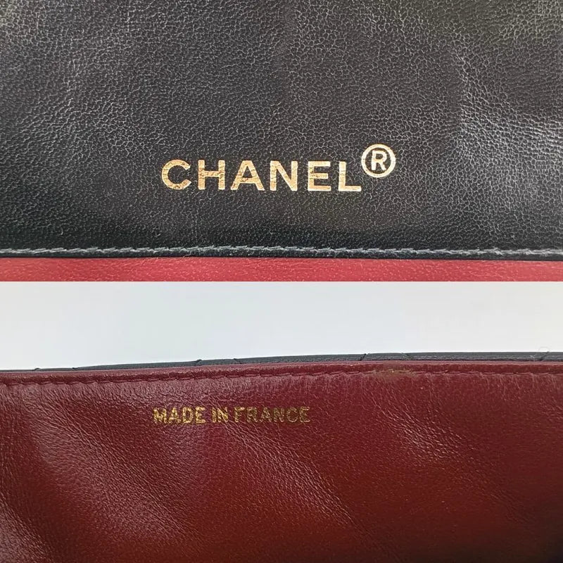 js608-chanel-vintage-black-lambskin-quilted-flap-bag