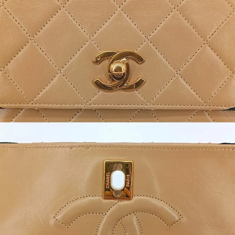 jt253-chanel-vintage-beige-lambskin-quilted-flap-bag