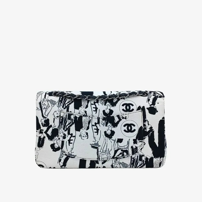 sh013-chanel-vintage-white-black-canvas-karl-lagerfeld-sketch-classic-flap-bag