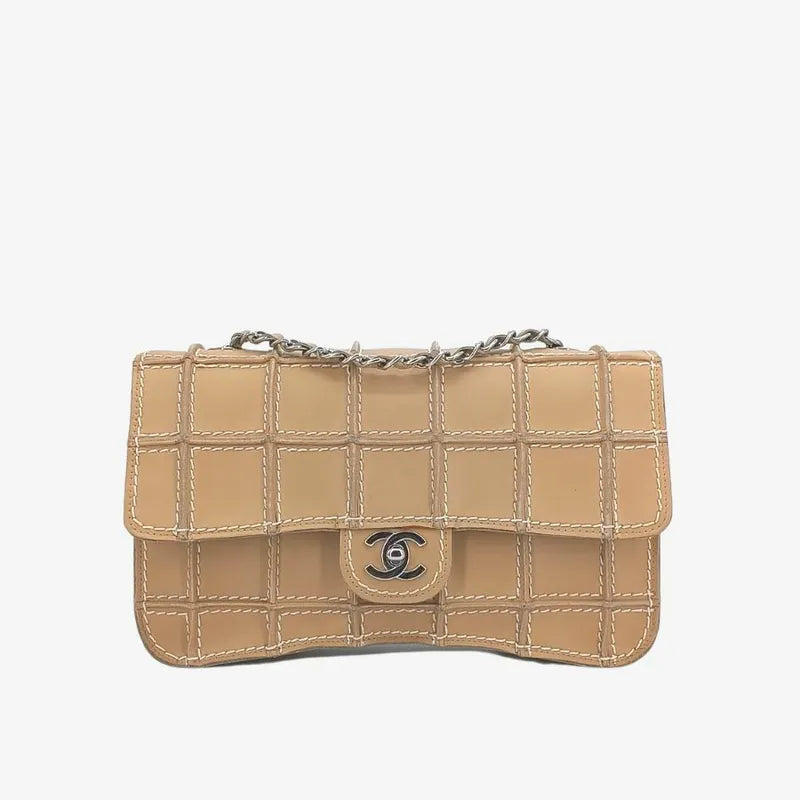 ra181-chanel-vintage-beige-calfskin-wild-stitch-chocolate-bar-flap-bag