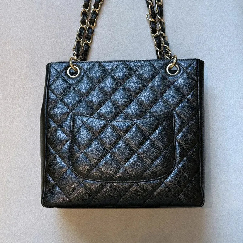 jw388-chanel-vintage-black-caviar-leather-embossed-logo-pst-tote-bag