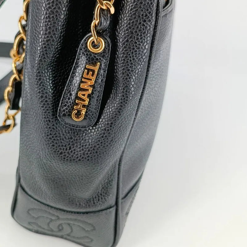 jt425-chanel-vintage-black-caviar-leather-6cc-embossed-logo-tote-bag